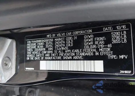 2017 Volvo Xc60 T5 Dynamic z USA, uszkodzony, nr VIN YV440MRR3H2081356